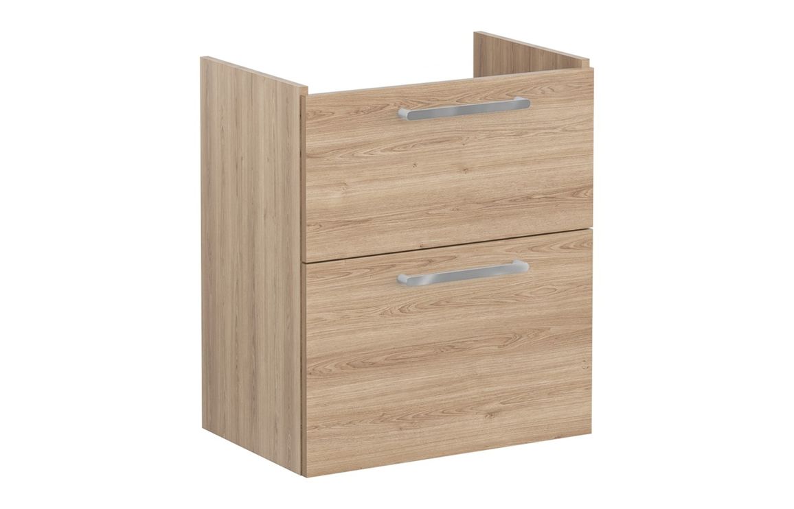 VitrA Root Flat 60cm 2 Drawer Slim Washbasin Unit - Natural Oak,Furniture