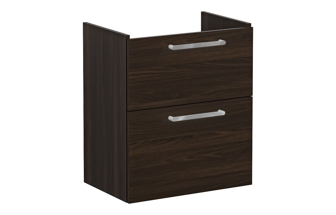 VitrA Root Flat 60cm 2 Drawer Slim Washbasin Unit - Walnut,Furniture