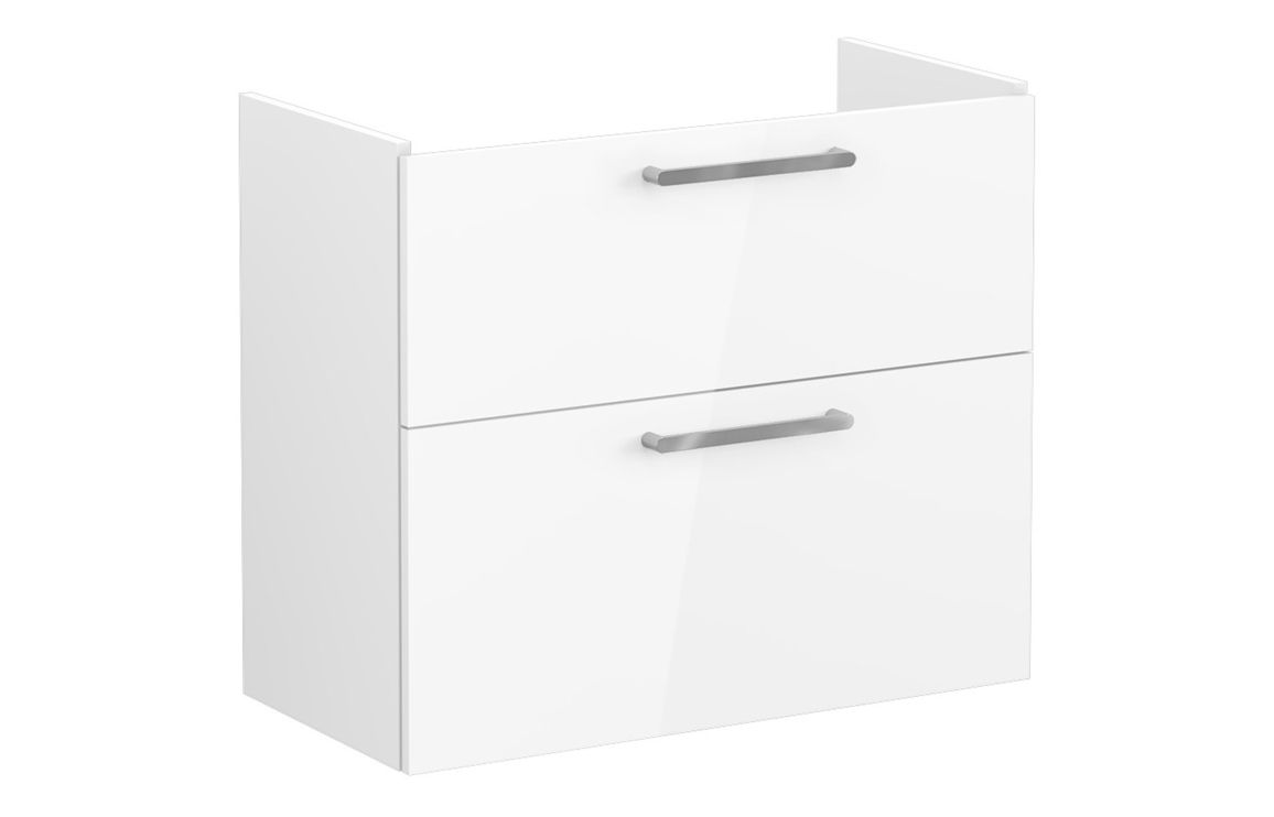 VitrA Root Flat 80cm 2 Drawer Slim Washbasin Unit - High Gloss White,Furniture