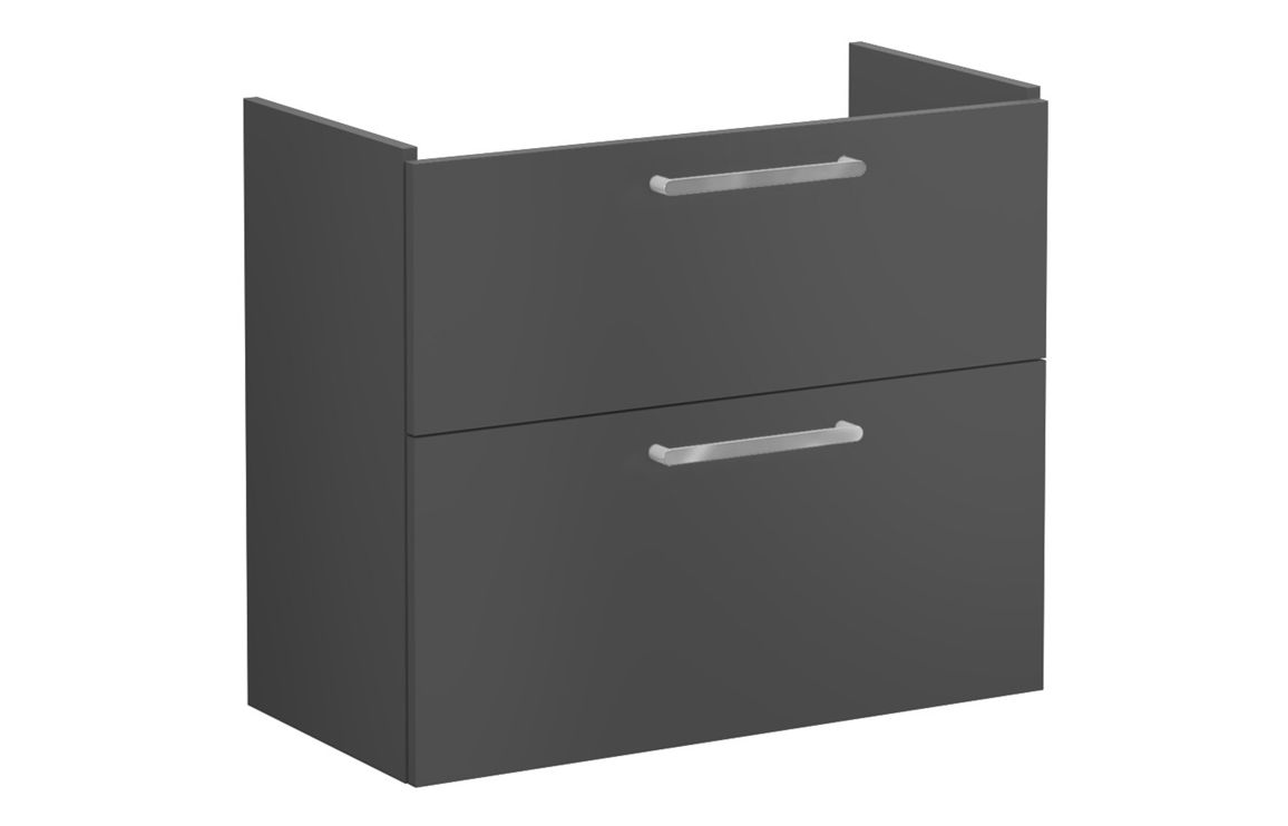 VitrA Root Flat 80cm 2 Drawer Slim Washbasin Unit - Matt Storm Grey,Furniture
