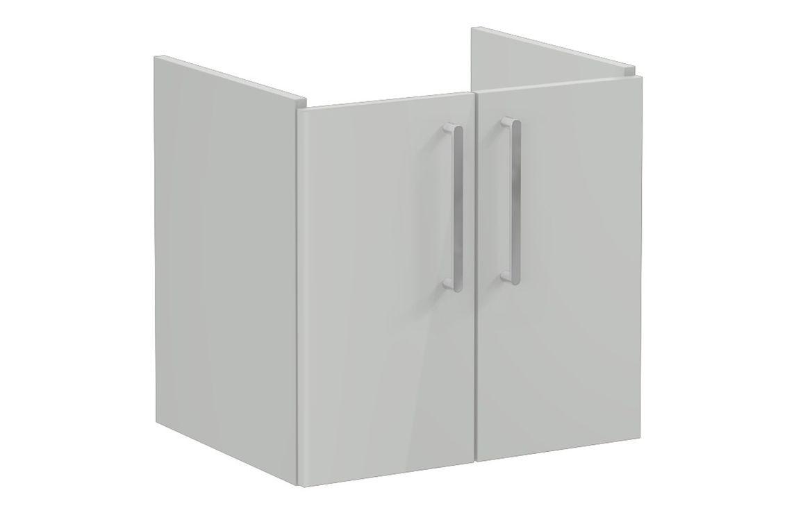VitrA Root Flat 60cm 2 Door Wall Hung Washbasin Unit - Shiny Pearl Grey,Furniture