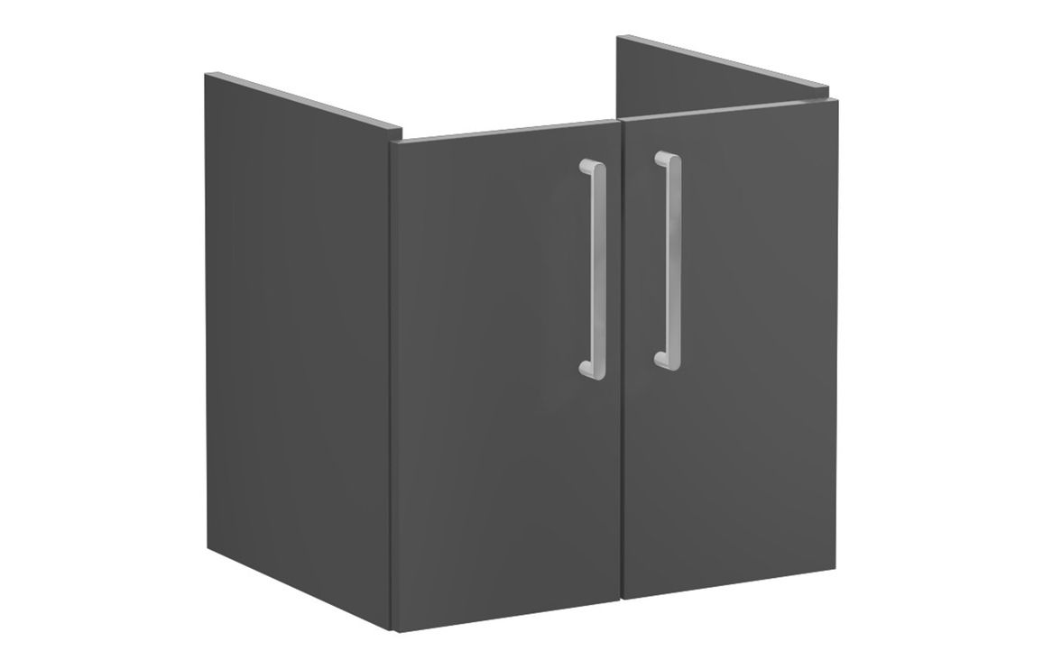 VitrA Root Flat 60cm 2 Door Wall Hung Washbasin Unit - Matt Storm Grey,Furniture
