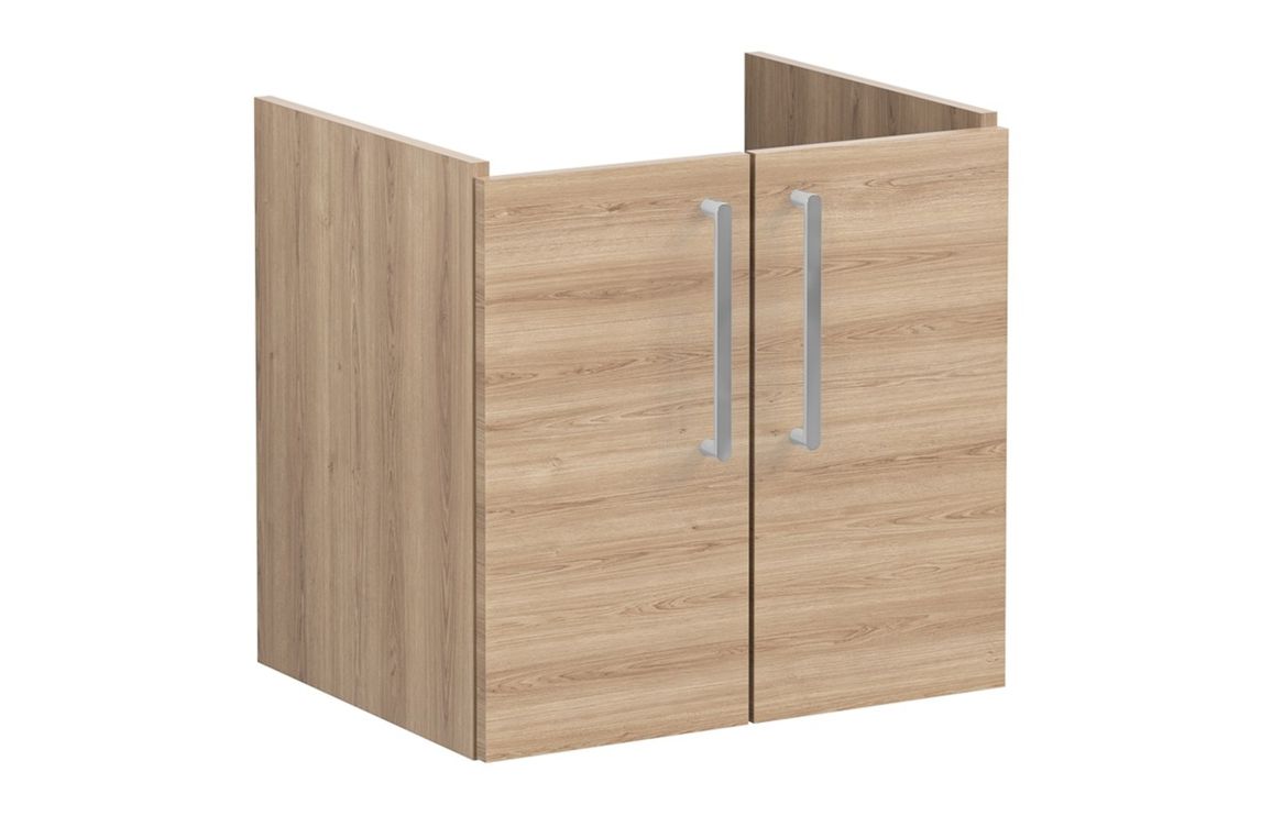 VitrA Root Flat 60cm 2 Door Wall Hung Washbasin Unit - Natural Oak,Furniture