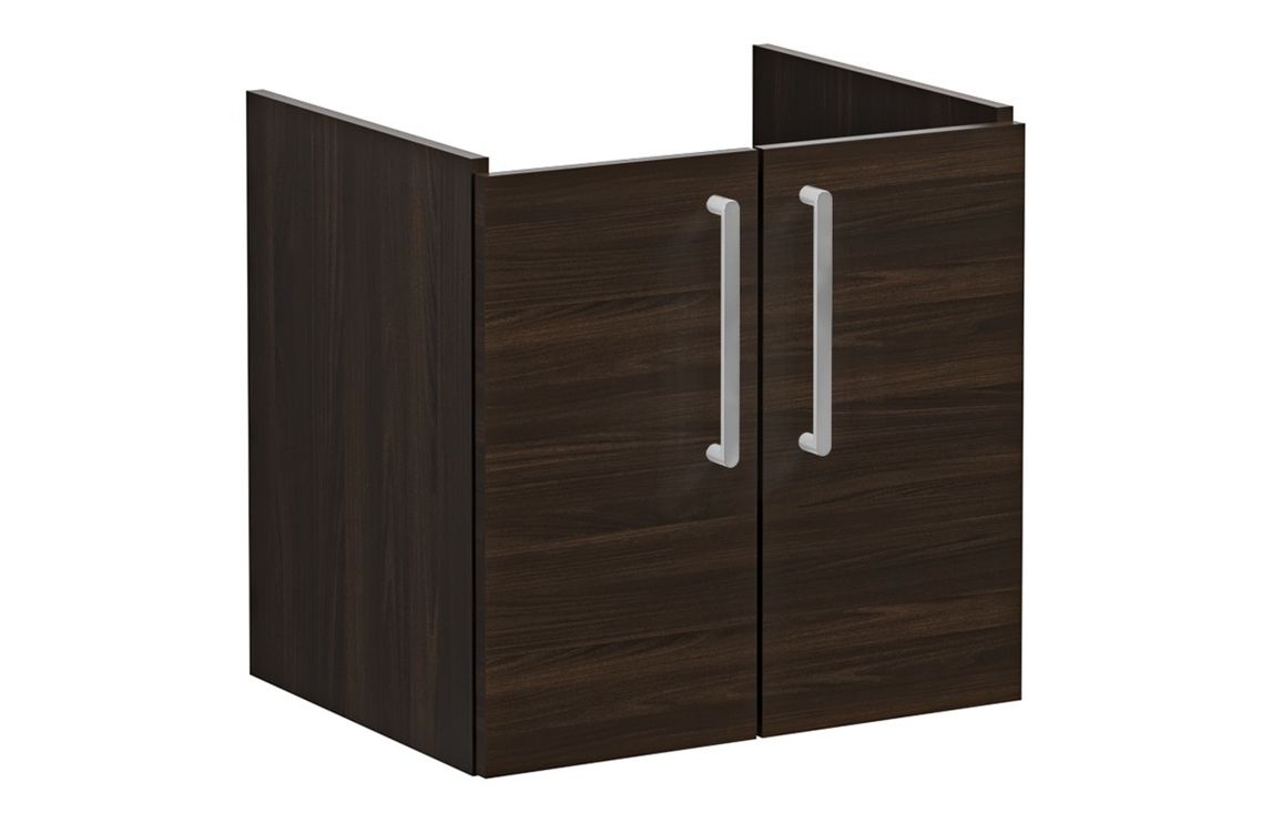 VitrA Root Flat 60cm 2 Door Wall Hung Washbasin Unit - Walnut,Furniture