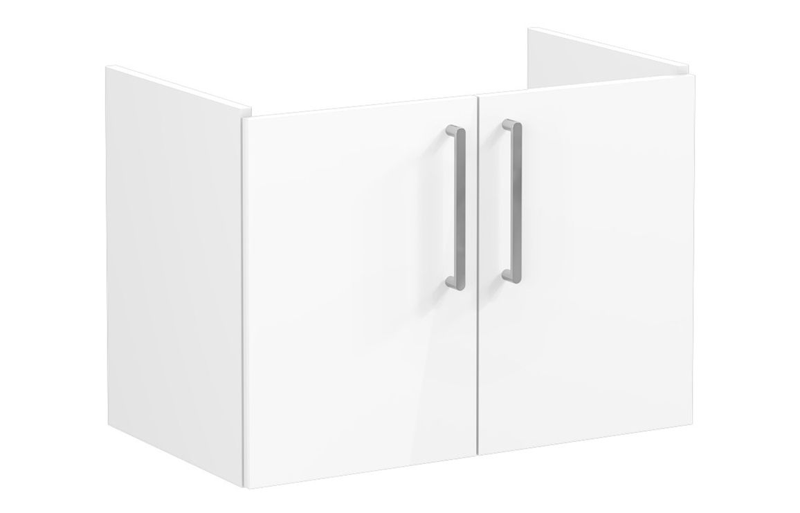 VitrA Root Flat 80cm 2 Door Wall Hung Washbasin Unit - High Gloss White,Furniture
