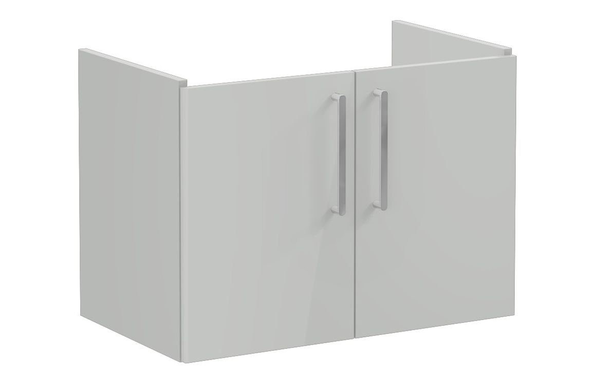 VitrA Root Flat 80cm 2 Door Wall Hung Washbasin Unit - Shiny Pearl Grey,Furniture
