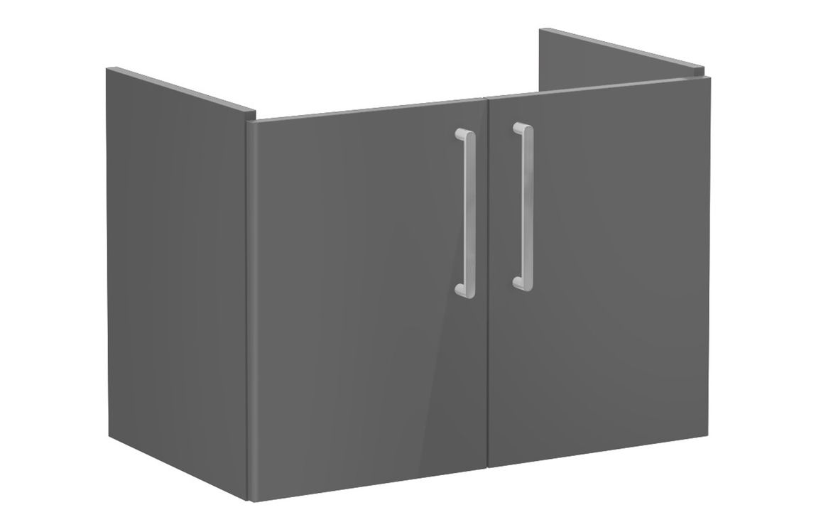 VitrA Root Flat 80cm 2 Door Wall Hung Washbasin Unit - Anthracite High Gloss,Furniture