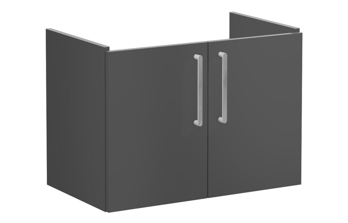 VitrA Root Flat 80cm 2 Door Wall Hung Washbasin Unit - Matt Storm Grey,Furniture