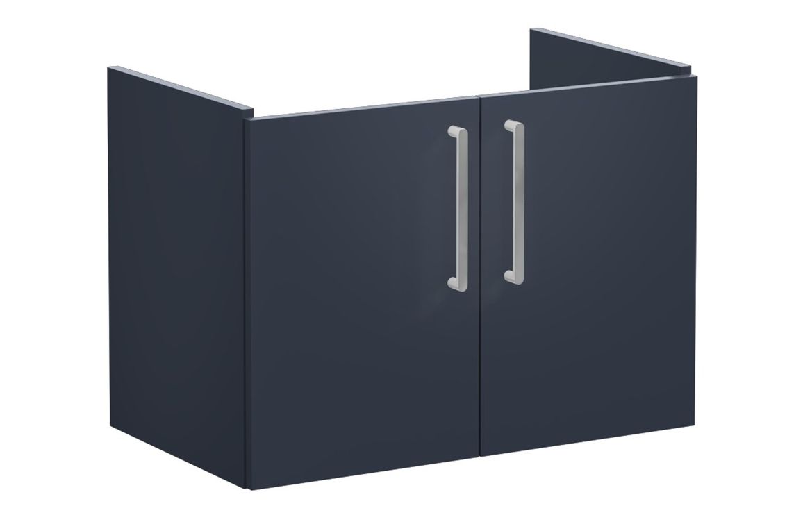 VitrA Root Flat 80cm 2 Door Wall Hung Washbasin Unit - Matt Dark Blue,Furniture