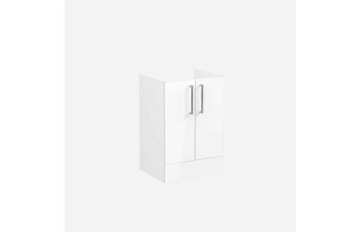 VitrA Root Flat 60cm 2 Door Floor Standing Washbasin Unit - High Gloss White,Furniture