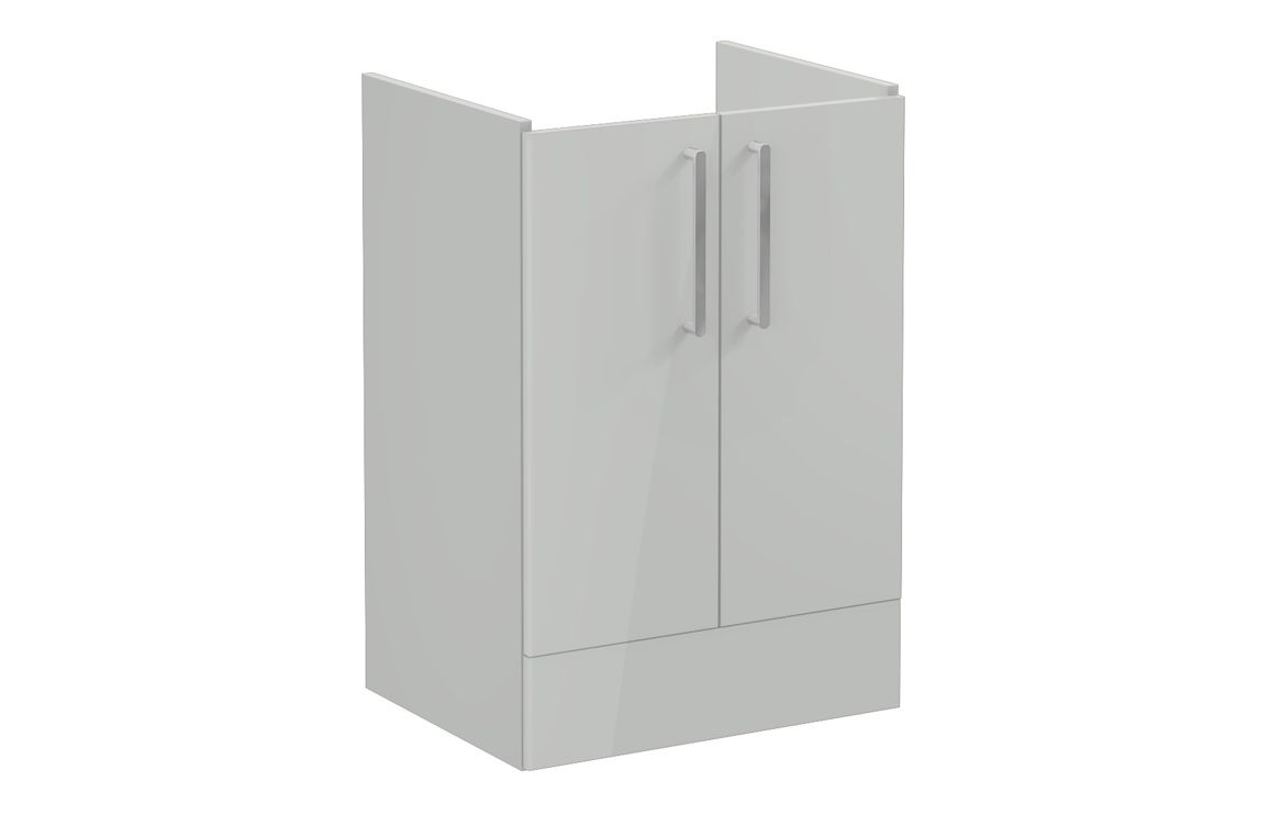 VitrA Root Flat 60cm 2 Door Floor Standing Washbasin Unit - Shiny Pearl Grey,Furniture