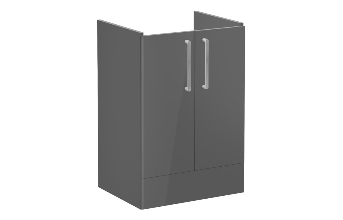 VitrA Root Flat 60cm 2 Door Floor Standing Washbasin Unit - Anthracite High Gloss,Furniture