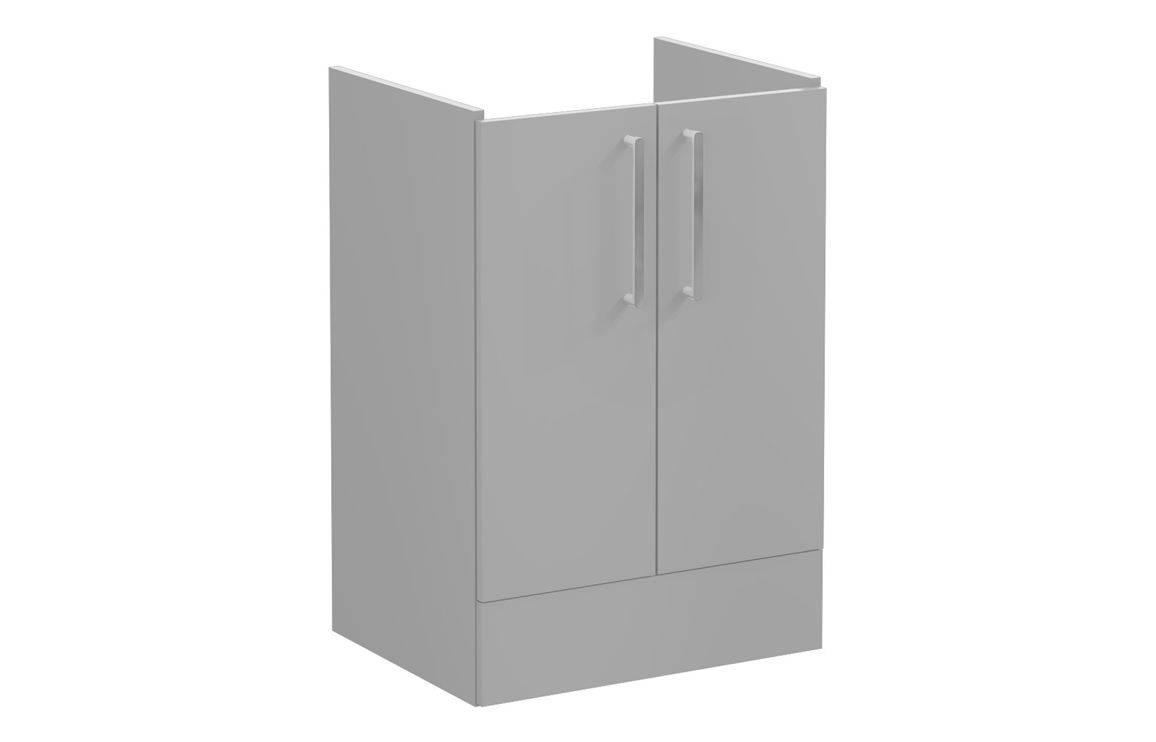 VitrA Root Flat 60cm 2 Door Floor Standing Washbasin Unit - Matt Rock Grey,Furniture
