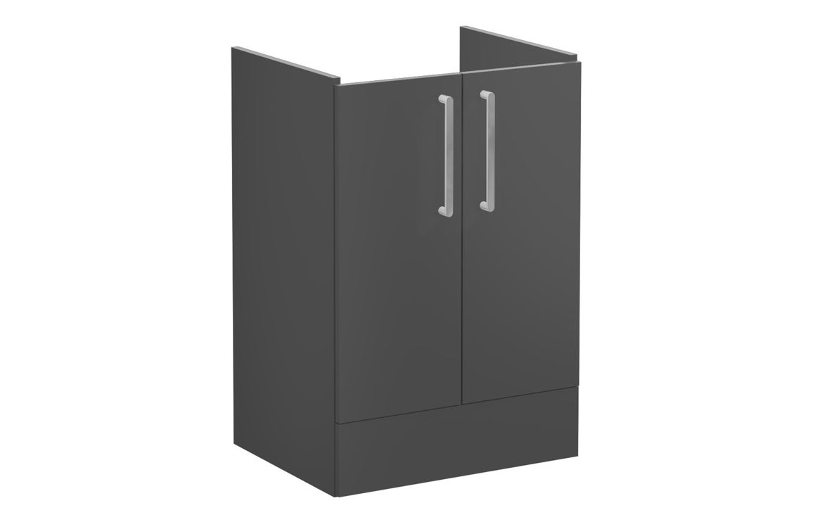 VitrA Root Flat 60cm 2 Door Floor Standing Washbasin Unit - Matt Storm Grey,Furniture