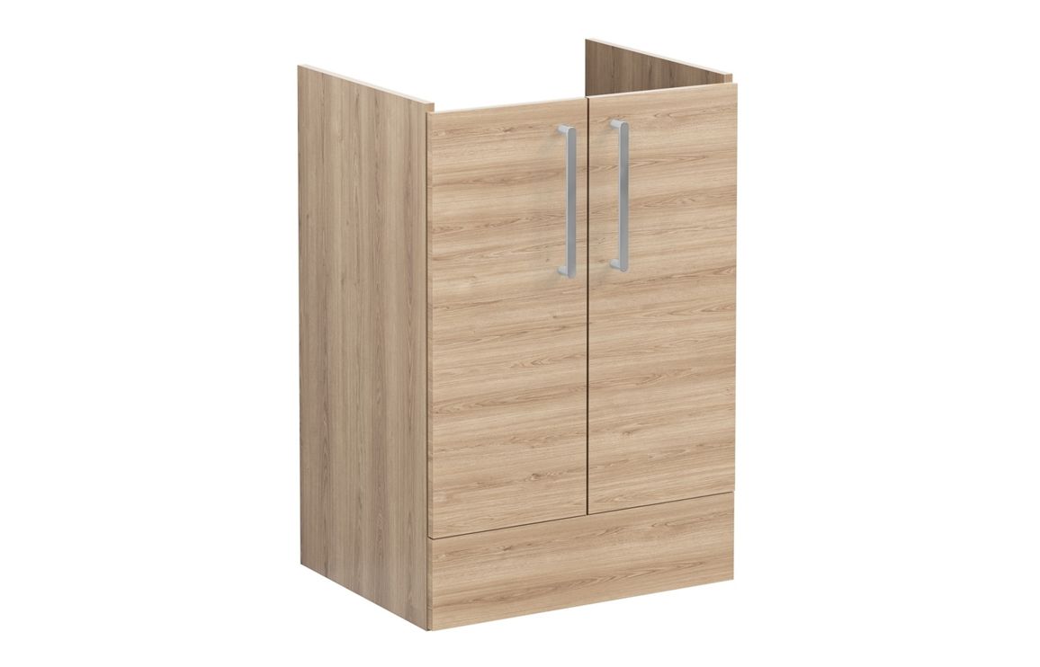 VitrA Root Flat 60cm 2 Door Floor Standing Washbasin Unit - Natural Oak,Furniture