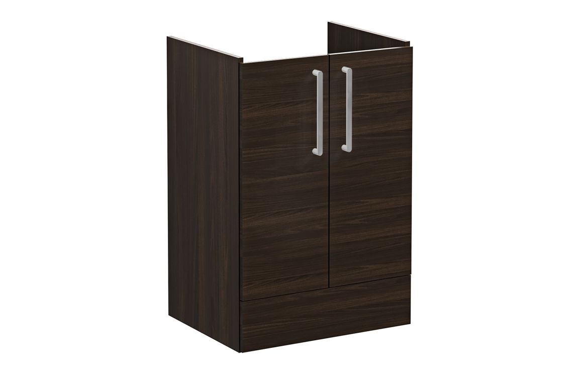 VitrA Root Flat 60cm 2 Door Floor Standing Washbasin Unit - Walnut,Furniture