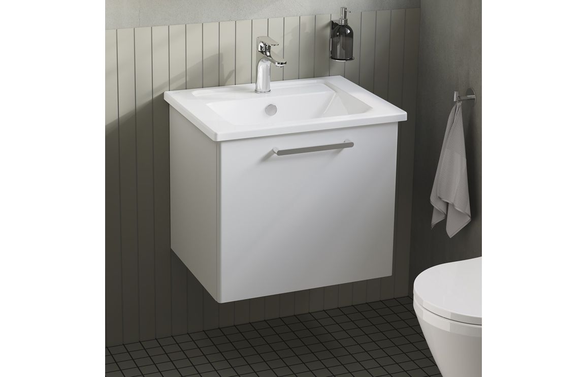VitrA Root Flat 60cm 1 Drawer Washbasin Unit - High Gloss White,Furniture - Image 3
