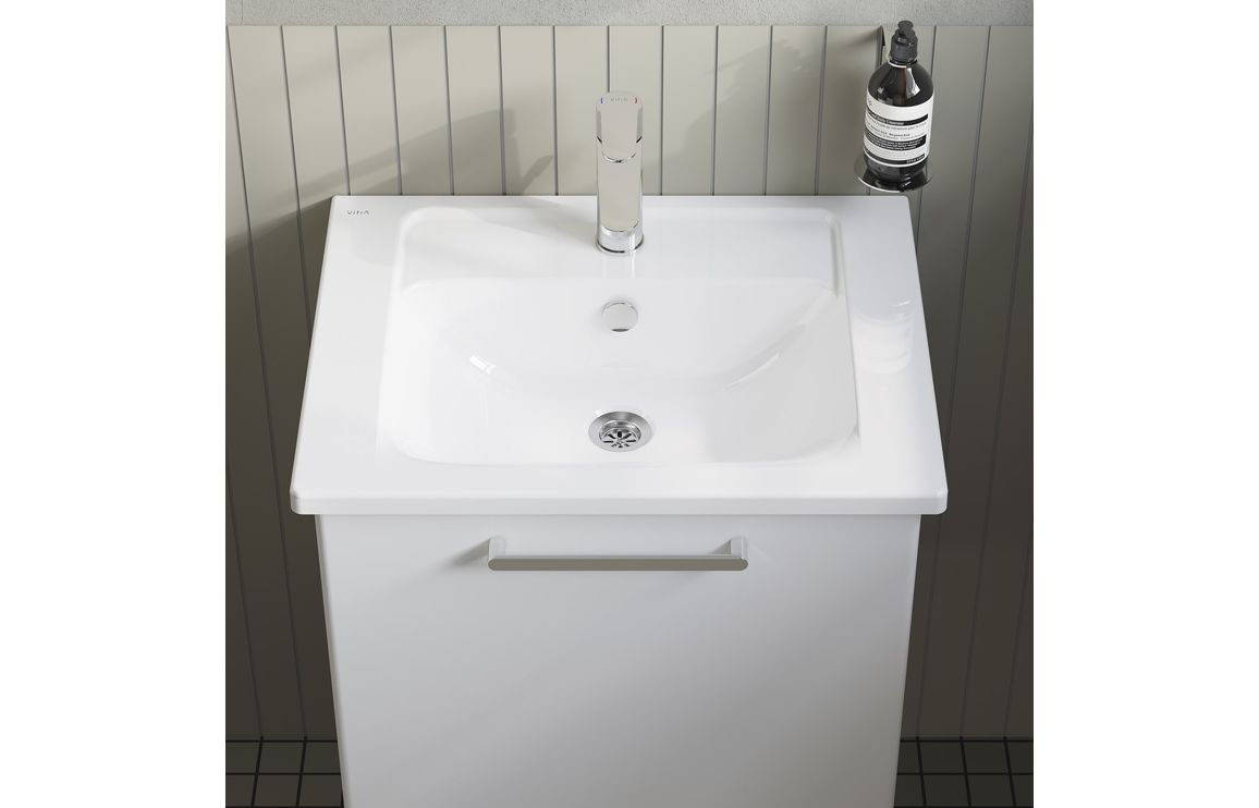 VitrA Root Flat 60cm 1 Drawer Washbasin Unit - High Gloss White,Furniture - Image 4