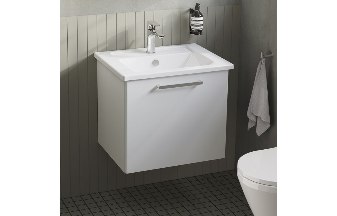 VitrA Root Flat 60cm 1 Drawer Washbasin Unit - High Gloss White,Furniture - Image 2