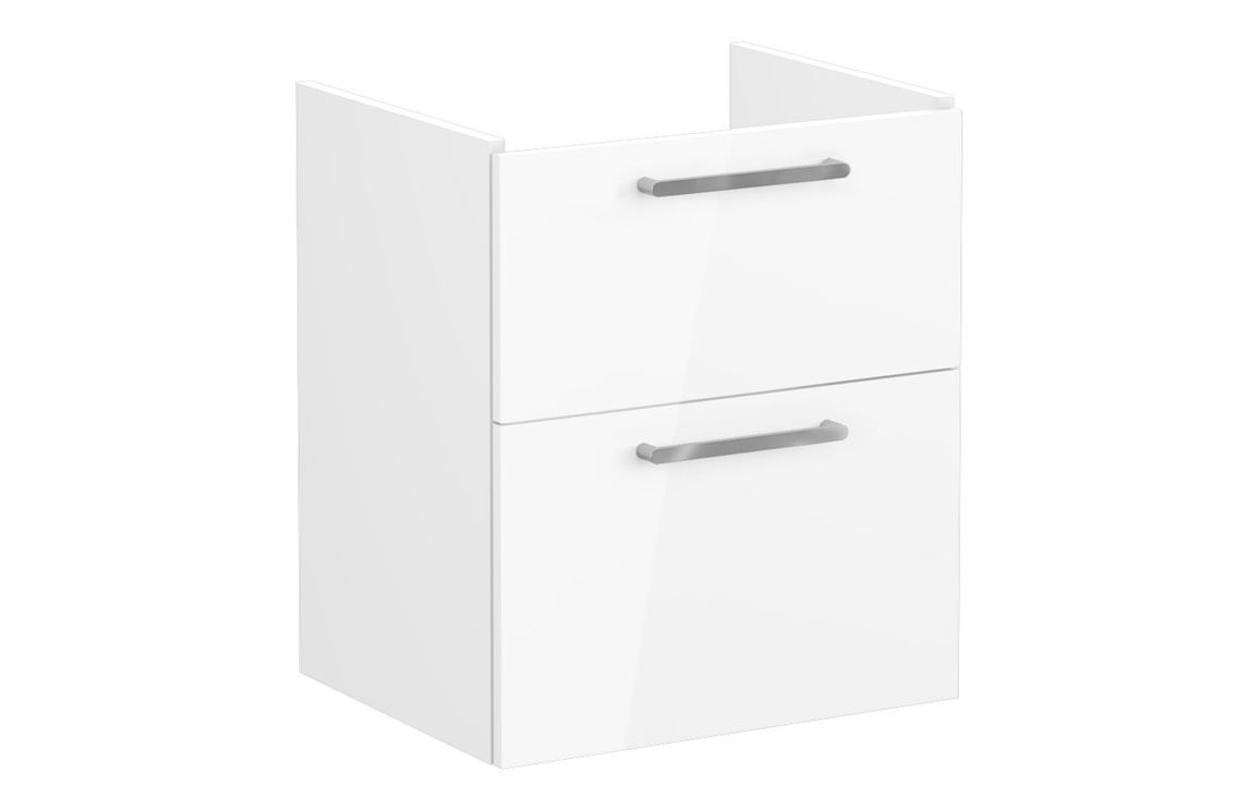 VitrA Root Flat 60cm 2 Drawer Washbasin Unit - High Gloss White,Furniture