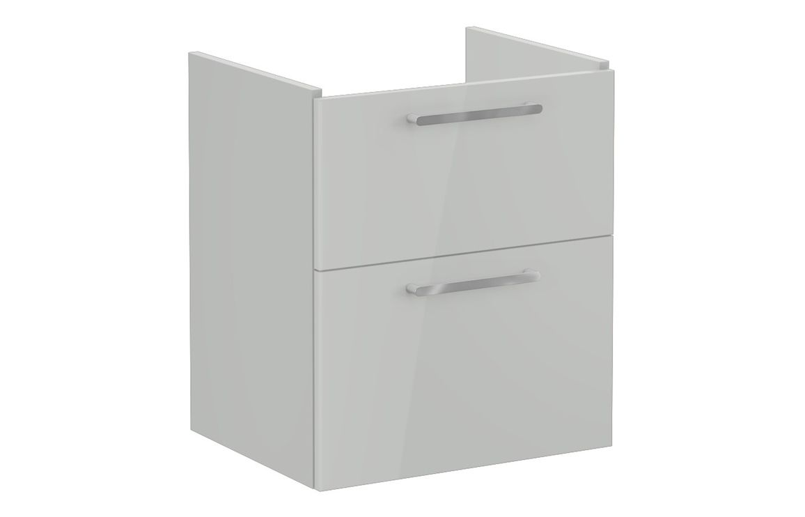 VitrA Root Flat 60cm 2 Drawer Washbasin Unit - Shiny Pearl Grey,Furniture
