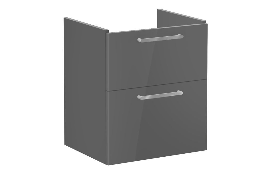 VitrA Root Flat 60cm 2 Drawer Washbasin Unit - Anthracite High Gloss,Furniture