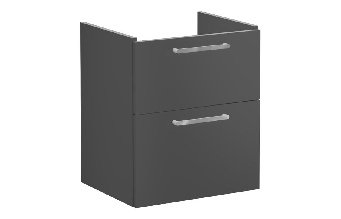 VitrA Root Flat 60cm 2 Drawer Washbasin Unit - Matt Storm Grey,Furniture