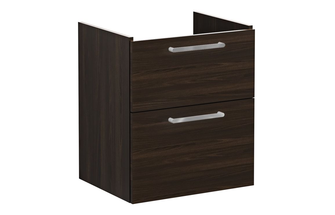 VitrA Root Flat 60cm 2 Drawer Washbasin Unit - Walnut,Furniture
