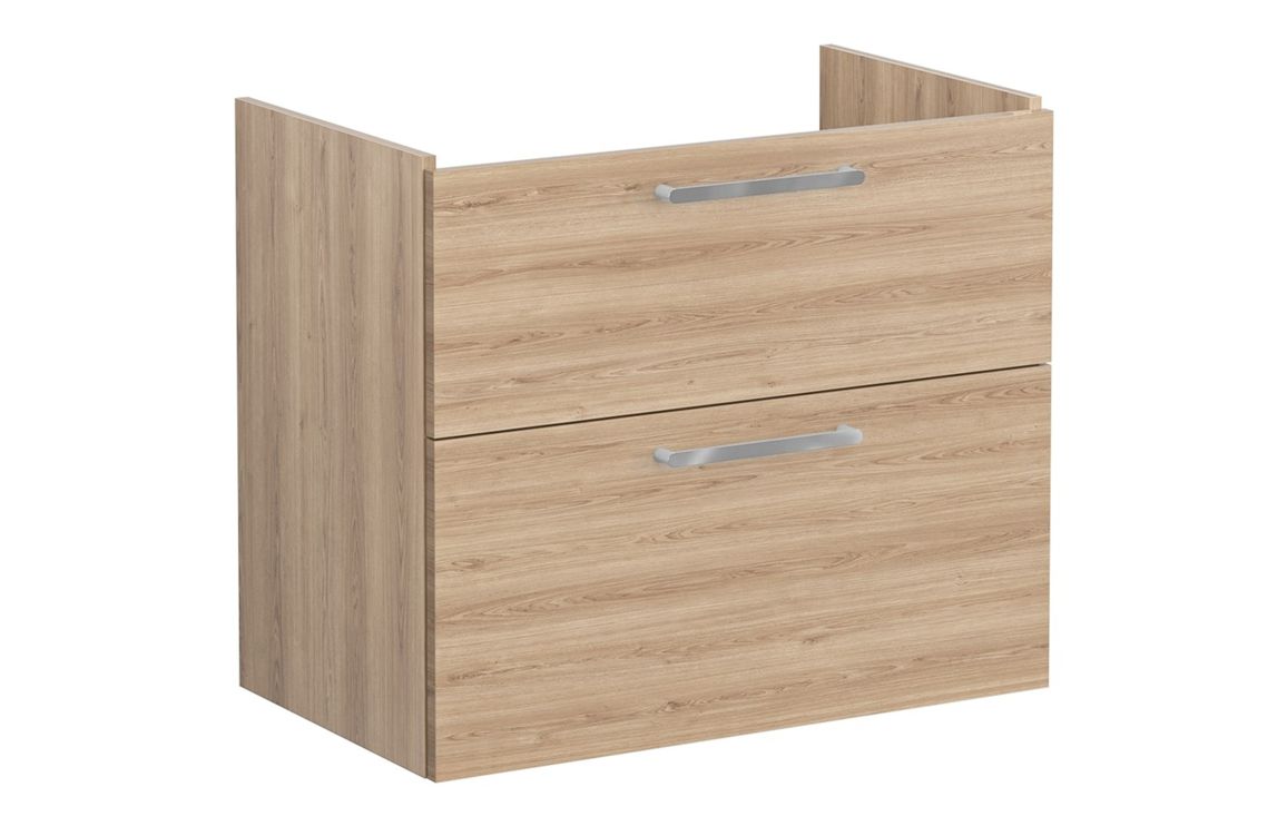 VitrA Root Flat 80cm 2 Drawer Washbasin Unit - Natural Oak,Furniture