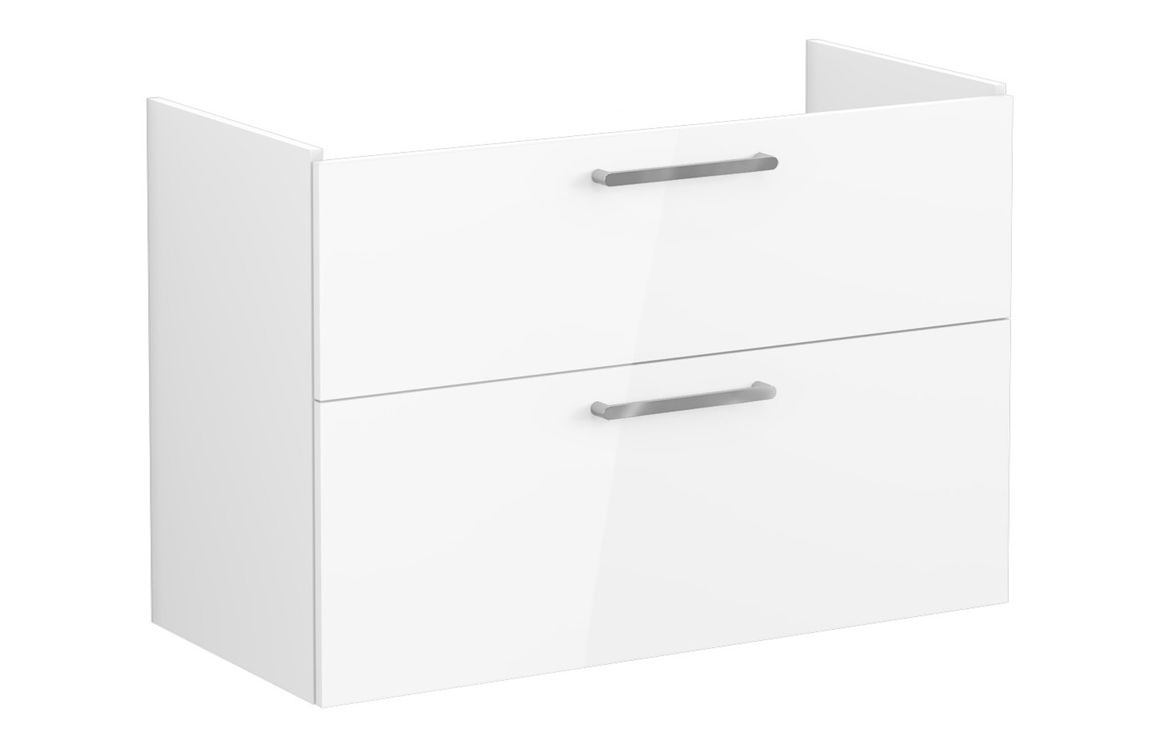 VitrA Root Flat 100cm 2 Drawer Washbasin Unit - High Gloss White,Furniture