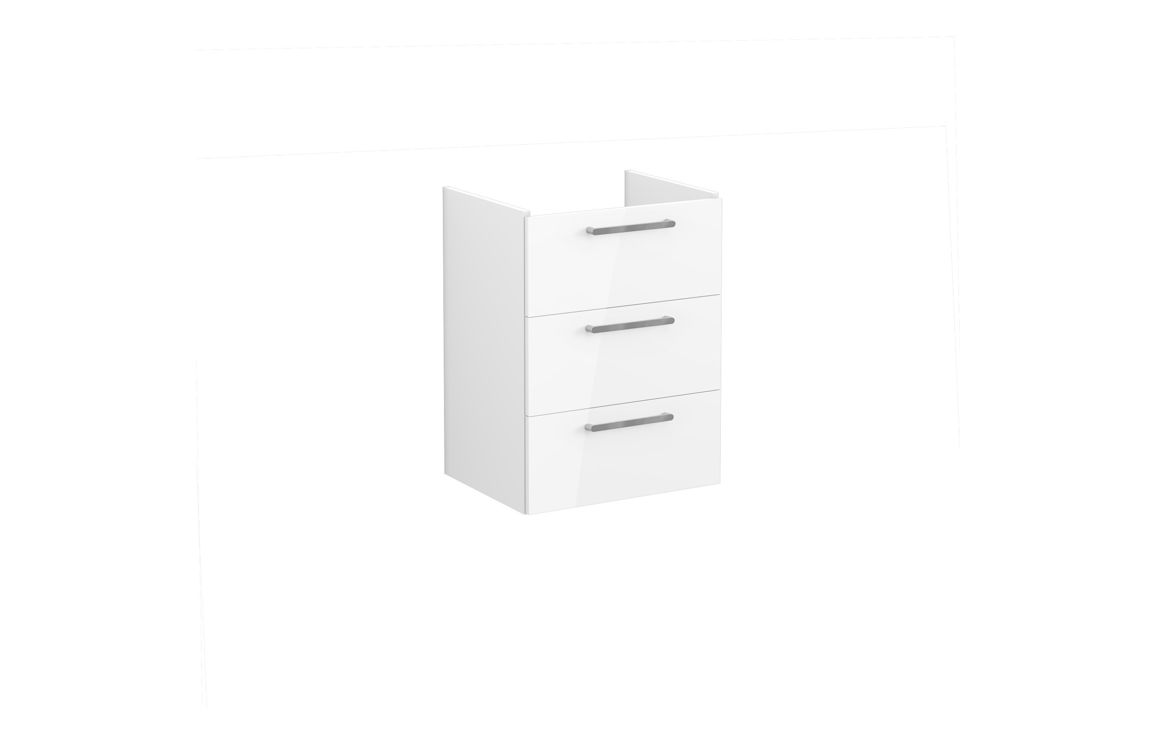 VitrA Root Flat 60cm 3 Drawer Washbasin Unit - High Gloss White,Furniture