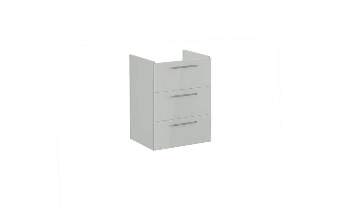 VitrA Root Flat 60cm 3 Drawer Washbasin Unit - Shiny Pearl Grey,Furniture