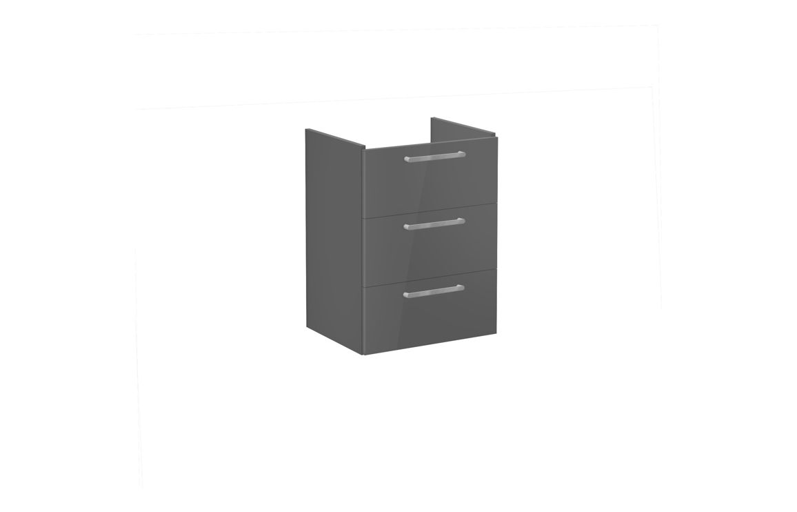 VitrA Root Flat 60cm 3 Drawer Washbasin Unit - Anthracite High Gloss,Furniture