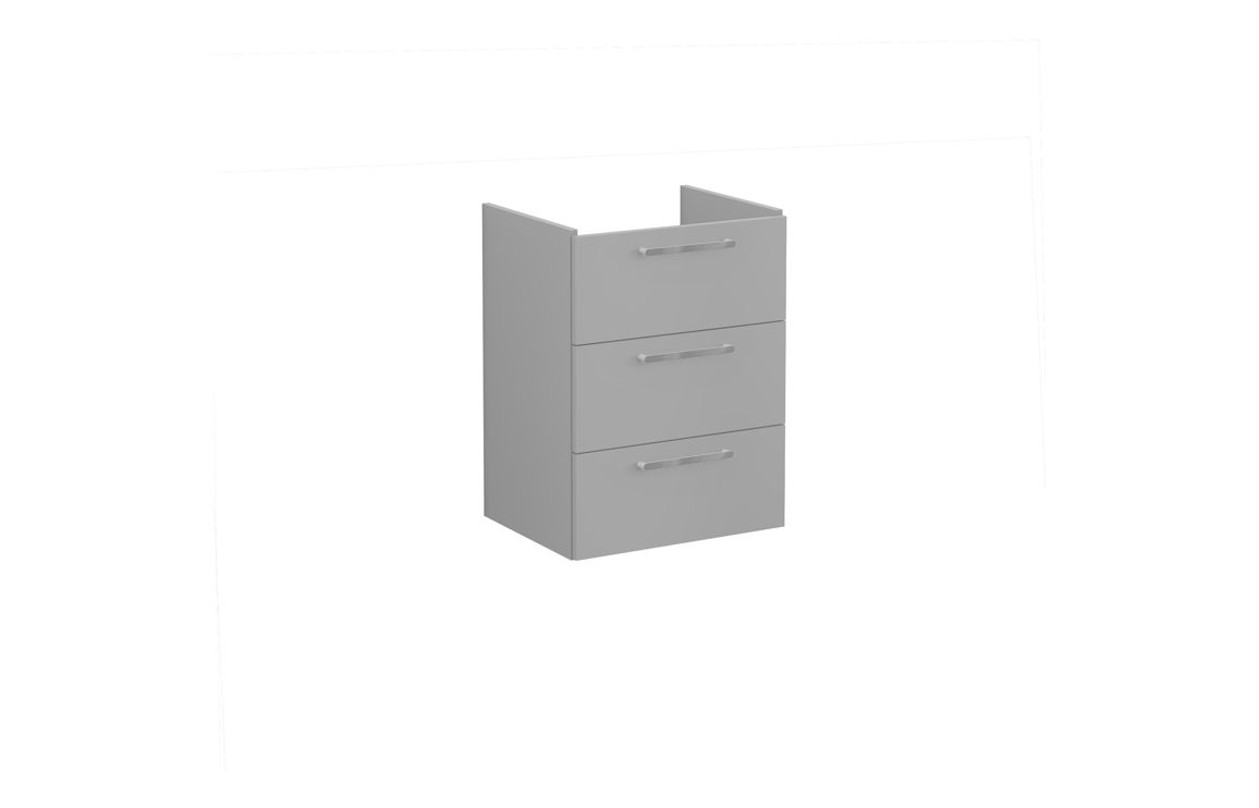 VitrA Root Flat 60cm 3 Drawer Washbasin Unit - Matt Rock Grey,Furniture
