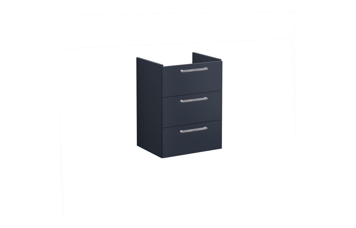 VitrA Root Flat 60cm 3 Drawer Washbasin Unit - Matt Dark Blue,Furniture