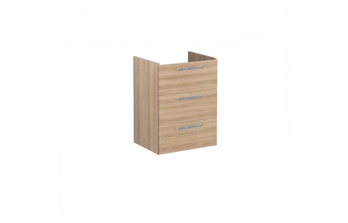 VitrA Root Flat 60cm 3 Drawer Washbasin Unit - Natural Oak,Furniture