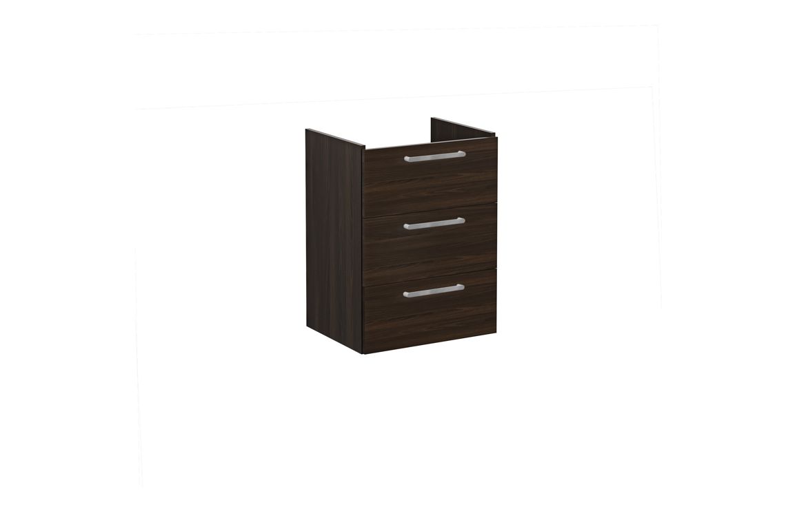 VitrA Root Flat 60cm 3 Drawer Washbasin Unit - Walnut,Furniture