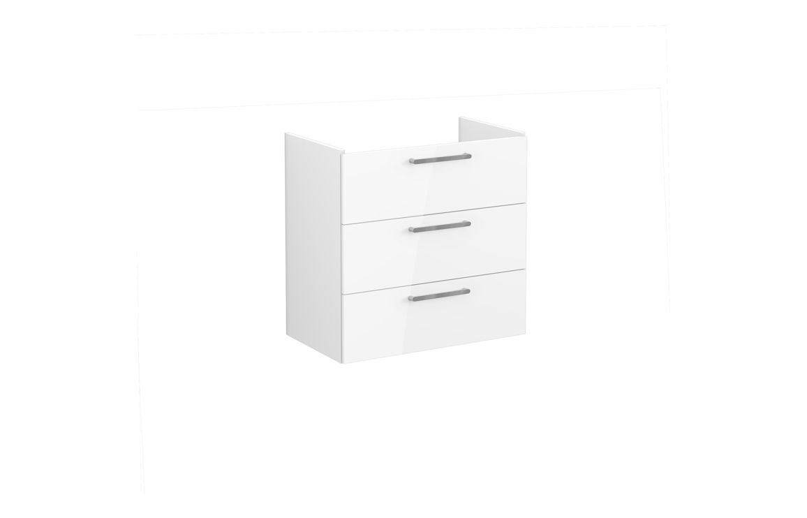 VitrA Root Flat 80cm 3 Drawer Washbasin Unit - High Gloss White,Furniture