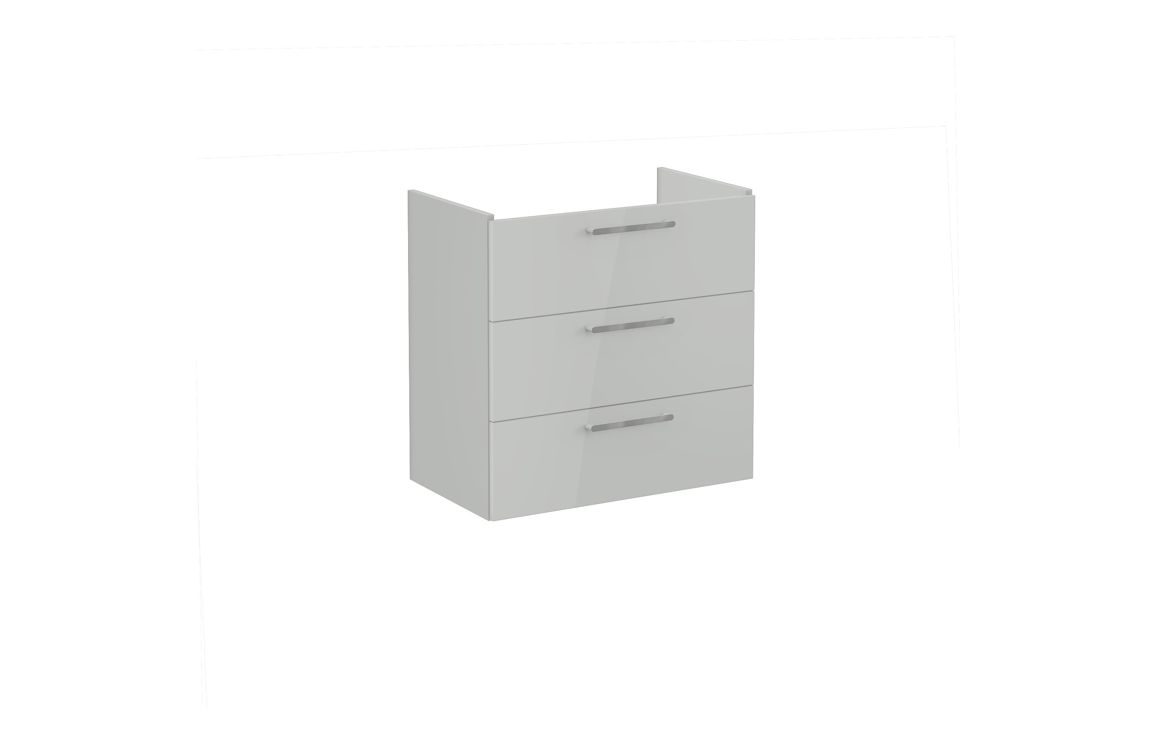 VitrA Root Flat 80cm 3 Drawer Washbasin Unit - Shiny Pearl Grey,Furniture