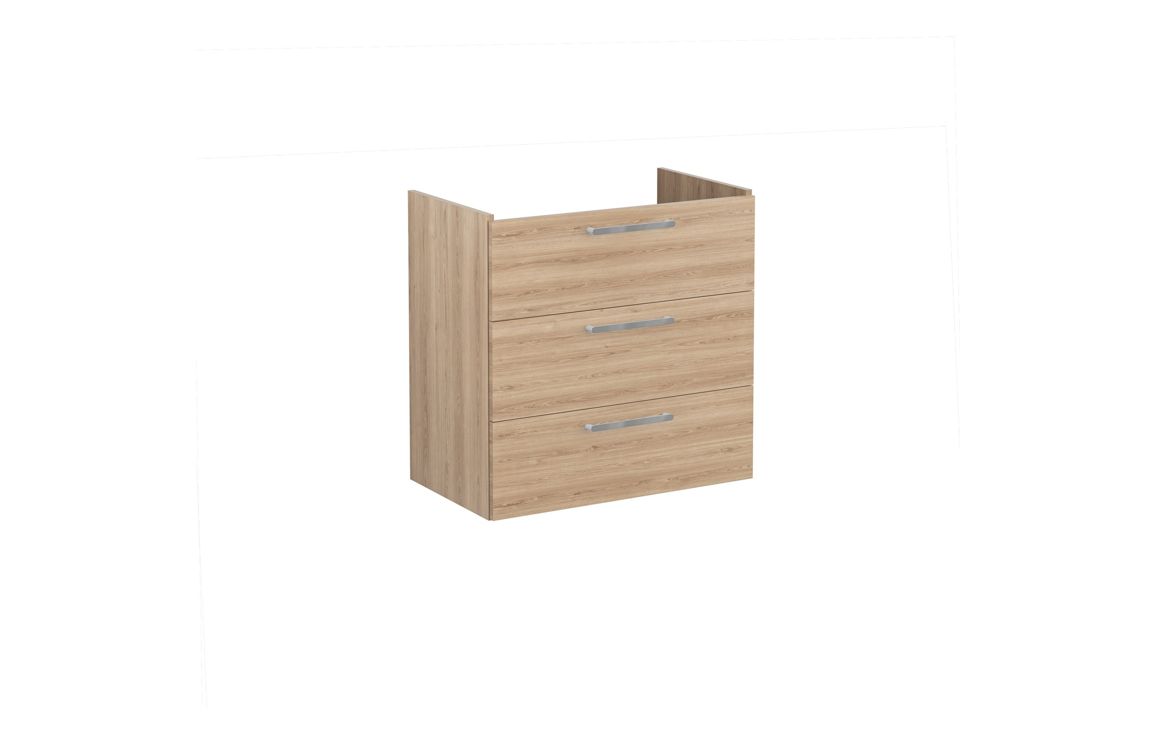 VitrA Root Flat 80cm 3 Drawer Washbasin Unit - Natural Oak,Furniture