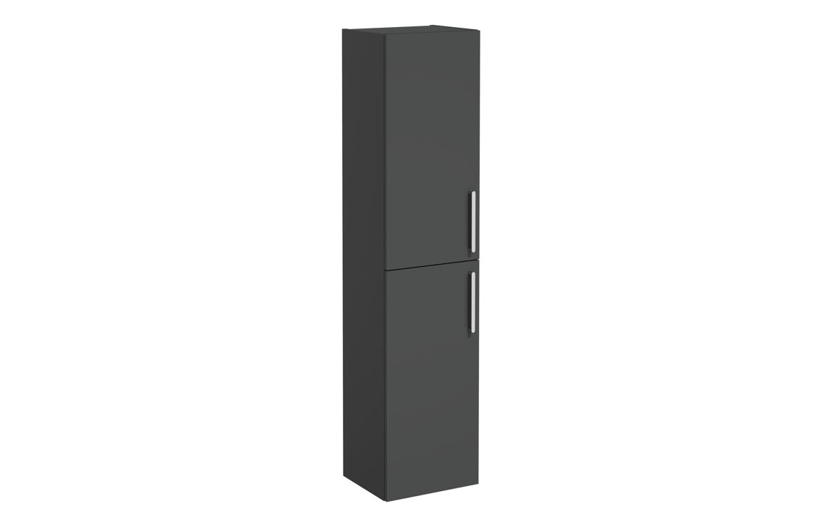 VitrA Root Flat 40cm 2 Door Tall Unit (LH Hinge) - Matt Storm Grey,Furniture