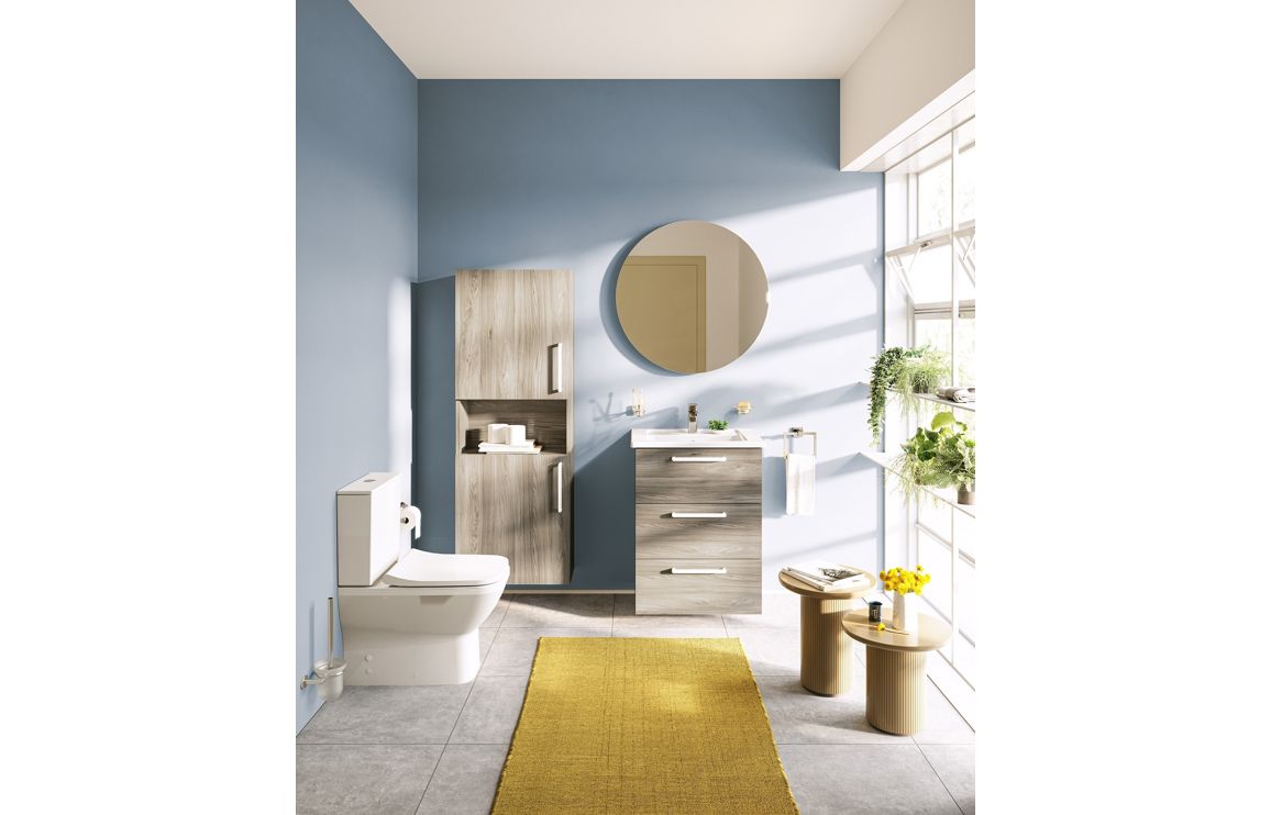 VitrA Root Flat 40cm 2 Door Semi-Tall Unit w/Laundry Basket (LH Hinge) - Cordoba,Furniture - Image 2