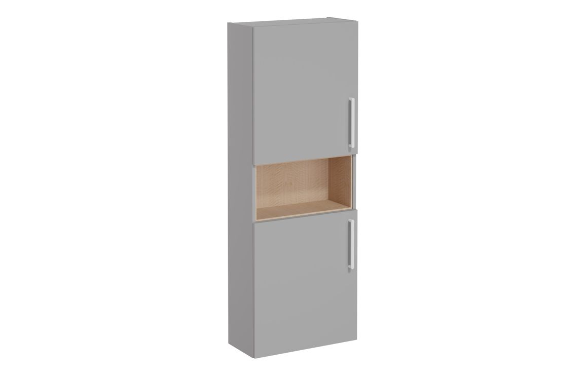 VitrA Root Flat 55cm 2 Door Semi-Tall Unit (LH Hinge) - Matt Rock Grey,Furniture
