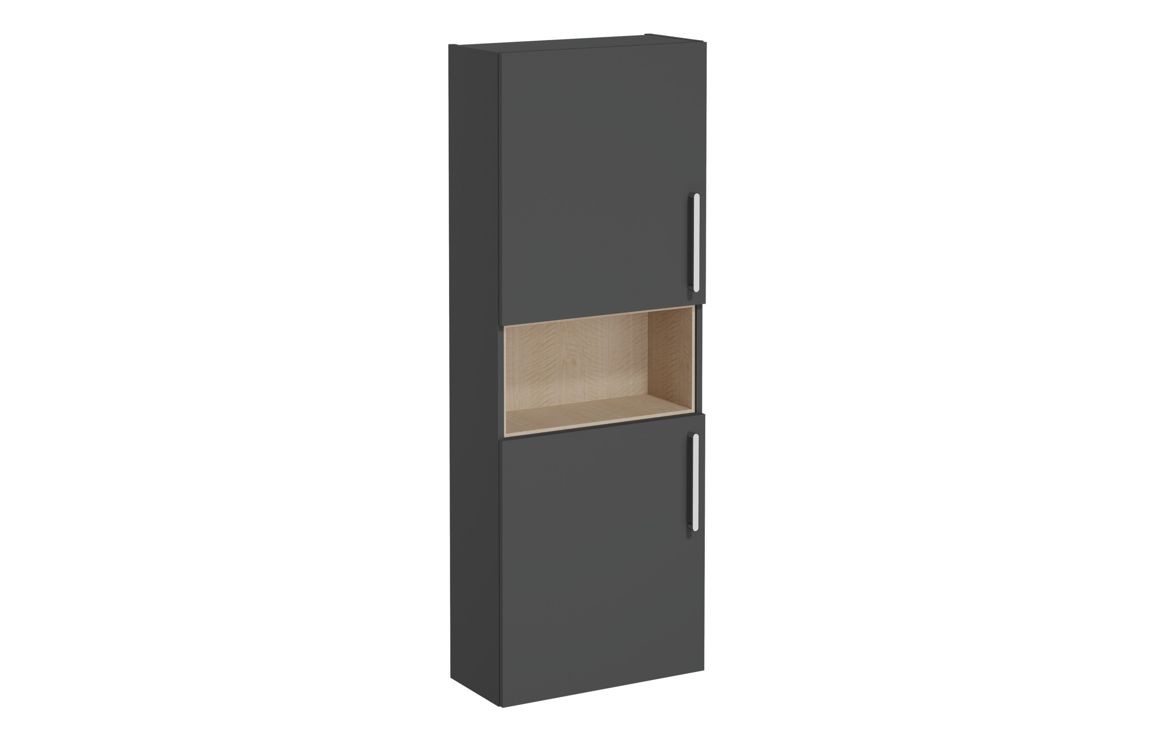 VitrA Root Flat 55cm 2 Door Semi-Tall Unit (LH Hinge) - Matt Storm Grey,Furniture