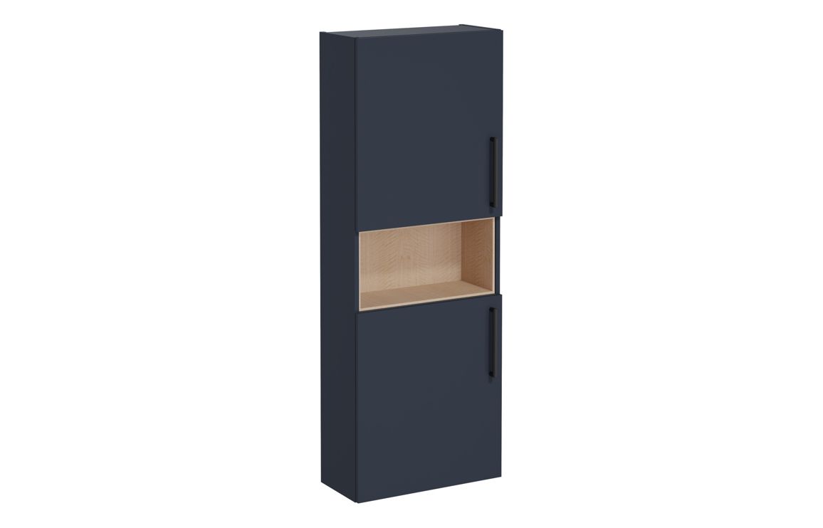 VitrA Root Flat 55cm 2 Door Semi-Tall Unit (LH Hinge) - Matt Dark Blue,Furniture