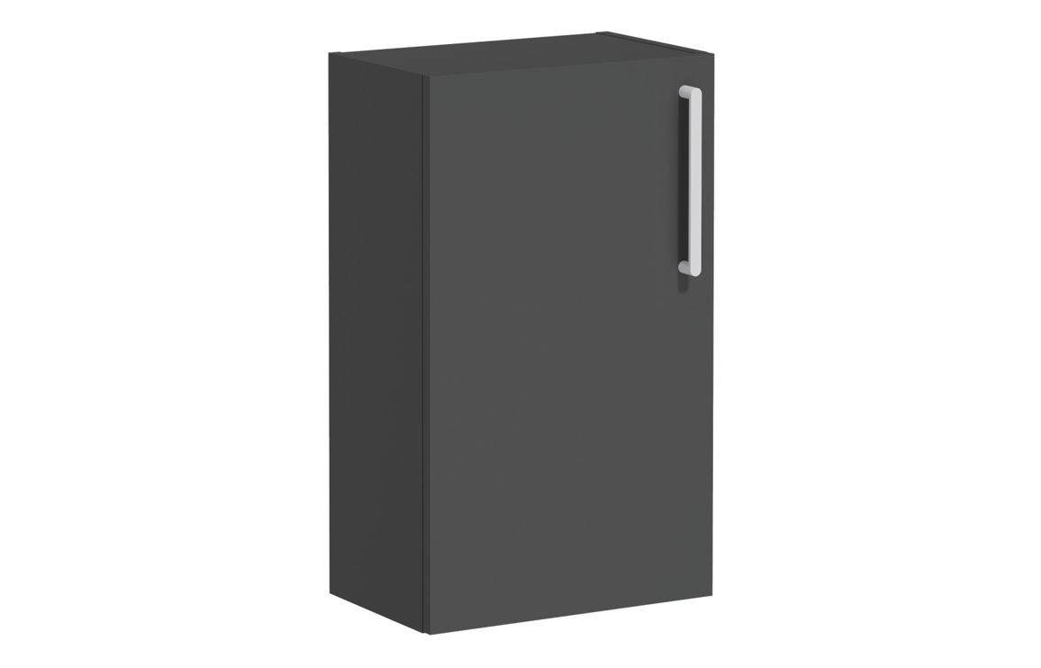 VitrA Root Flat 40cm 1 Door Slim Lower/Base Unit (LH Hinge) - Matt Storm Grey,Furniture