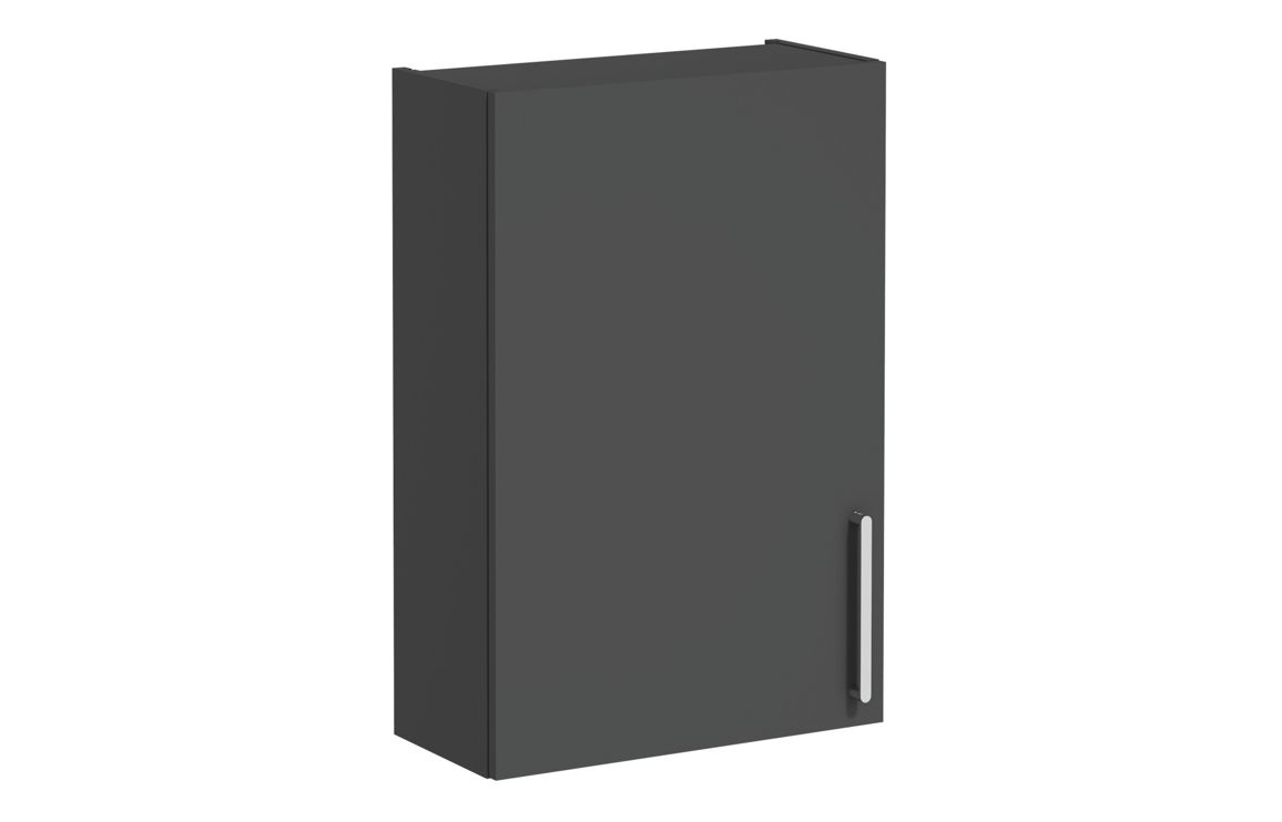 VitrA Root Flat 60cm 1 Door Upper/Wall Unit (LH Hinge) - Matt Storm Grey,Furniture