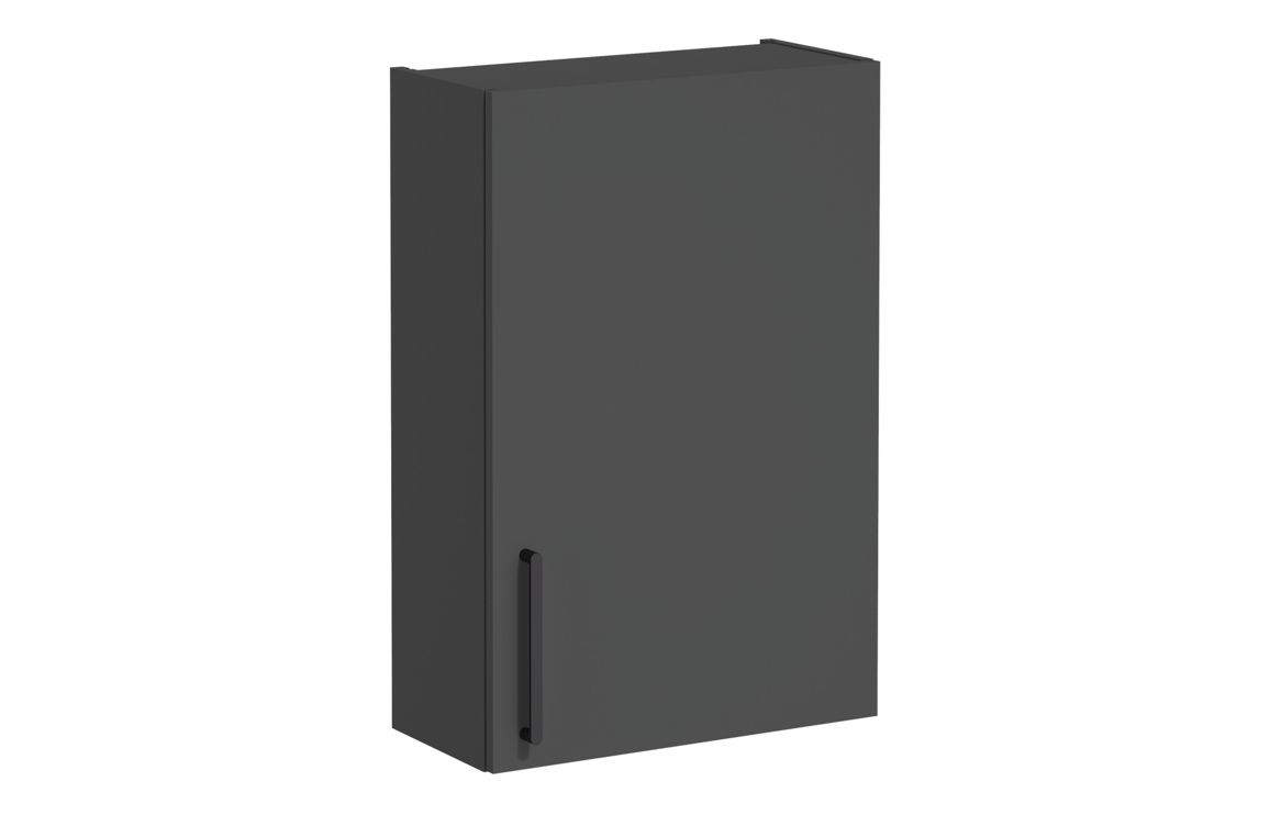 VitrA Root Flat 60cm 1 Door Upper/Wall Unit (RH Hinge) - Matt Storm Grey,Furniture