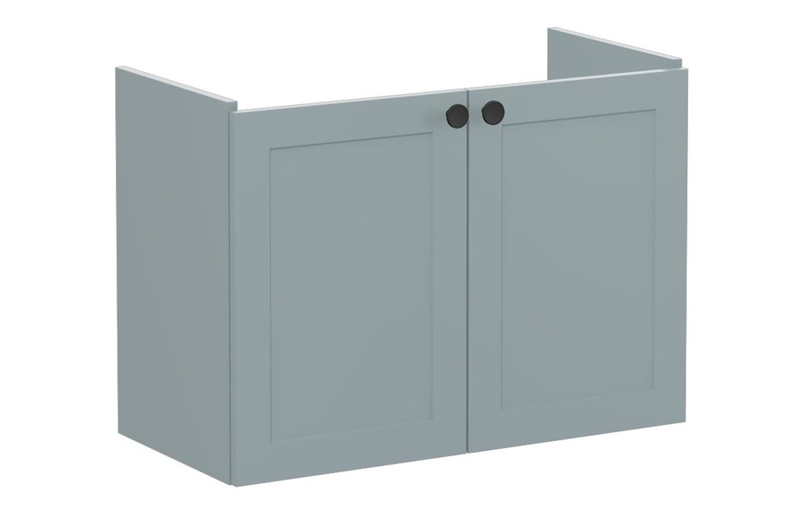VitrA Root Classic 80cm 2 Door Wall Hung Slim Washbasin Unit - Matt Fjord Green,Furniture