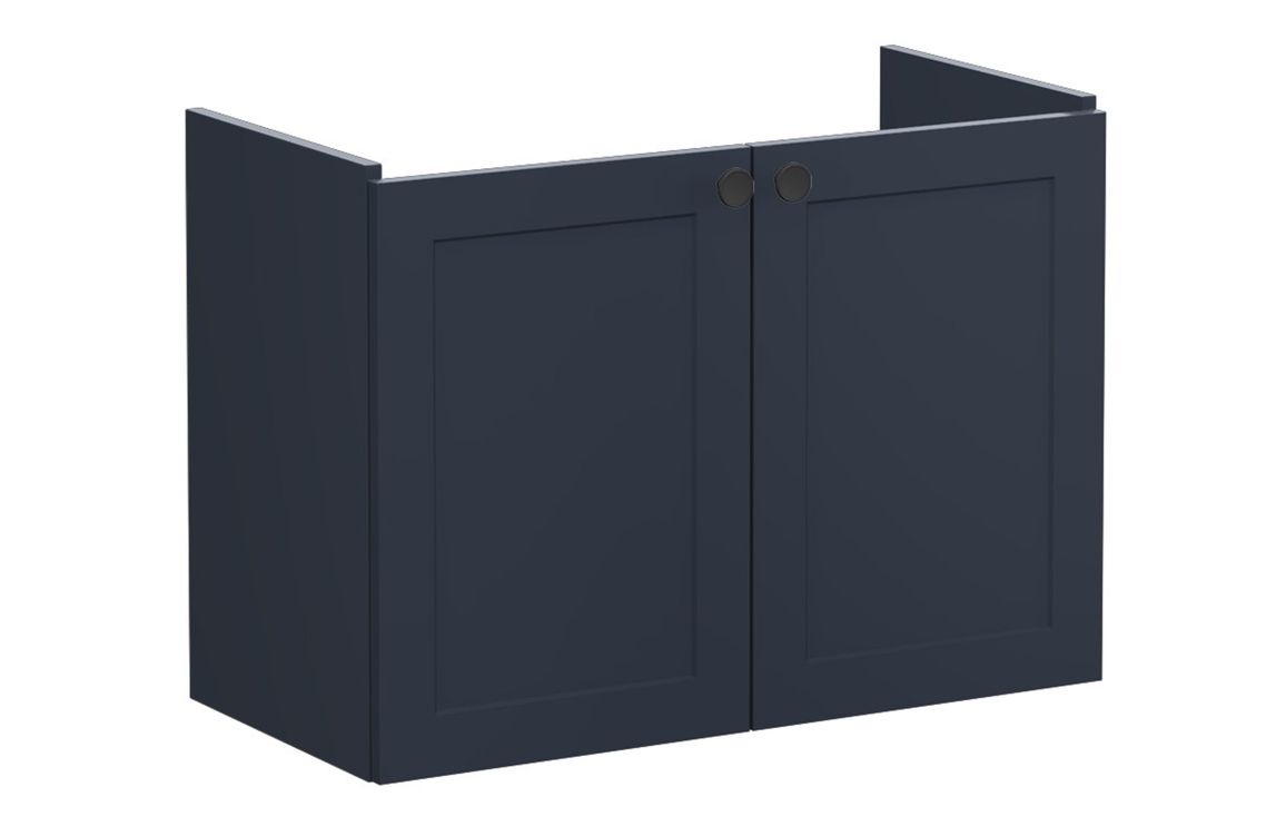 VitrA Root Classic 80cm 2 Door Wall Hung Slim Washbasin Unit - Matt Dark Blue,Furniture